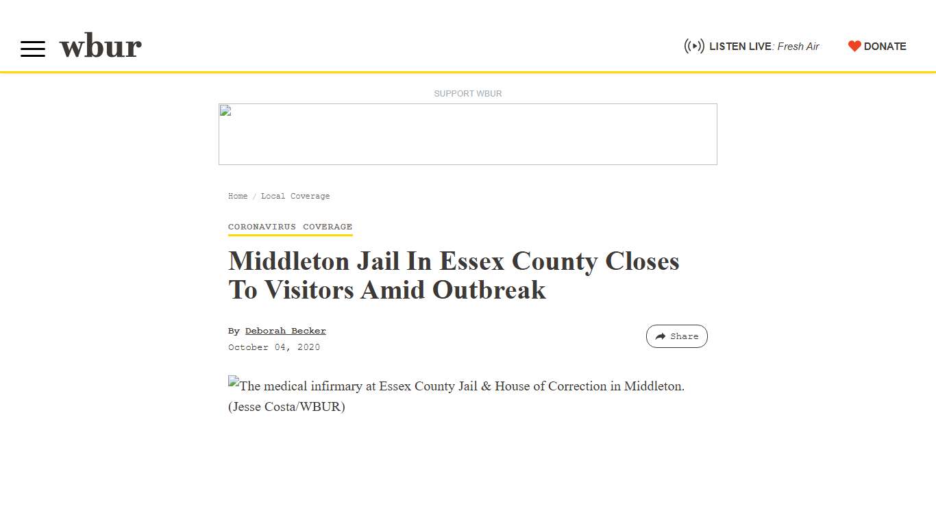 Middleton Jail In Essex County Closes To Visitors Amid Outbreak | WBUR News